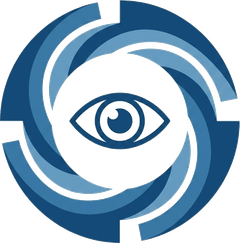 Logotipo do IVEO: un ollo dentro dun emblema circular.